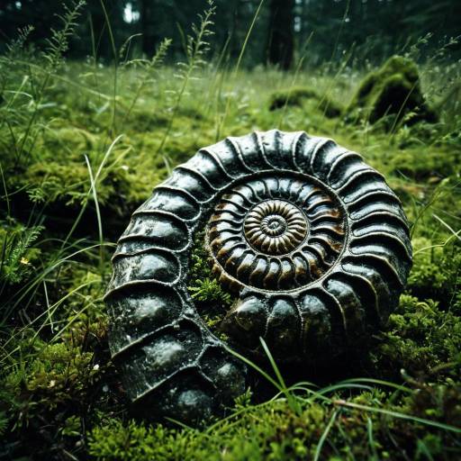 Fossilized Ammonite in Mossy Meadow