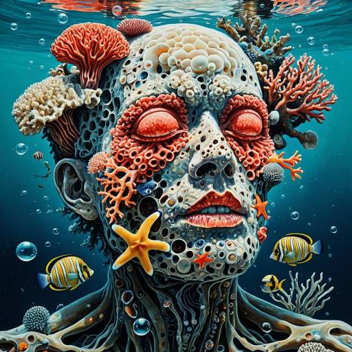 Underwater Coral Face Sculpture