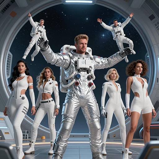 Dynamic Space Station Sci-Fi Illustration