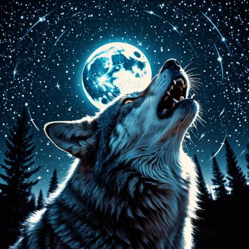 Astral Wolf Howling at the Moon