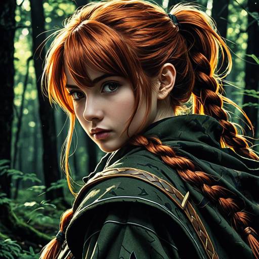 Auburn-Haired Female Ranger in Forest