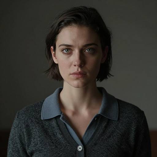 Focused Portrait of a Serious Woman