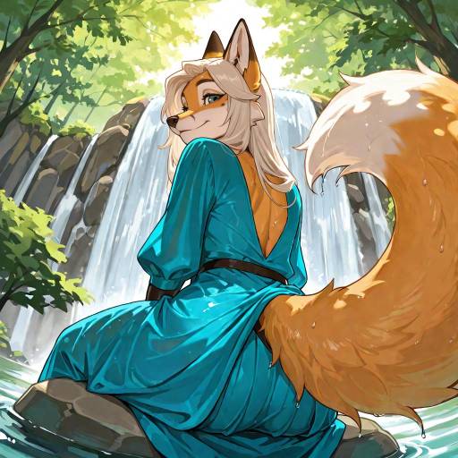 Enchanting Fox Girl in Sacred Forest