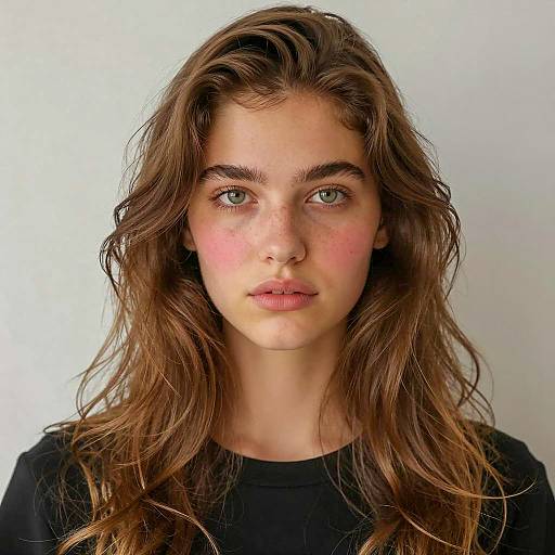 Portrait of Young Woman with Wavy Hair