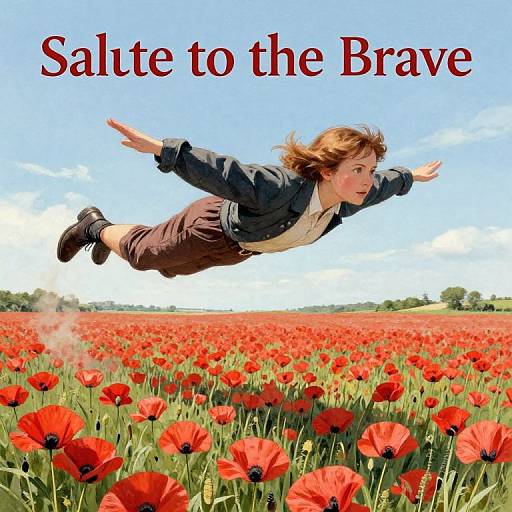 P51 Flying Over Poppy Field