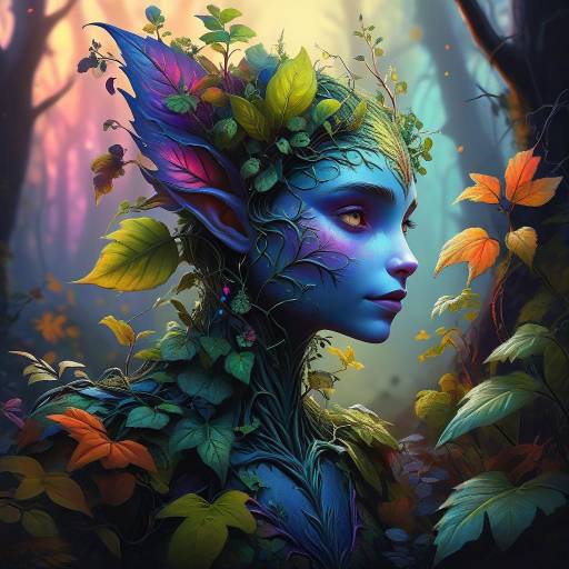 Vibrant Plant-Based Creature in Twilight Glade