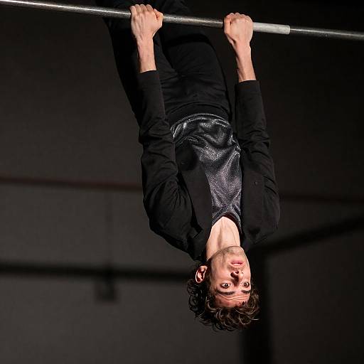 Inverted Dancer in Dim Industrial Light