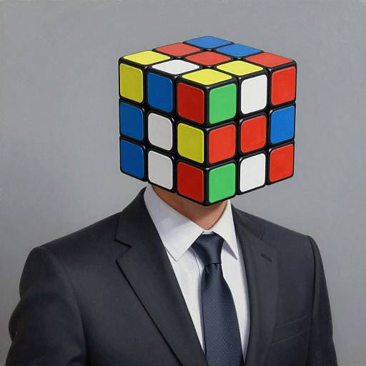 Hyper-Realistic Man with Rubik's Head