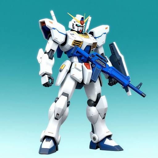 Futuristic White-Armored Mecha Soldier
