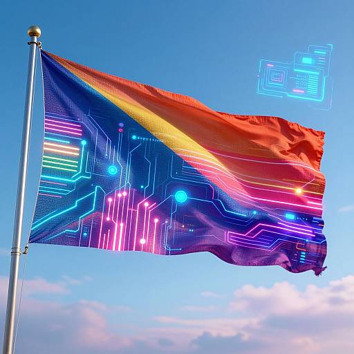 Futuristic Cyberpunk Digital Flag