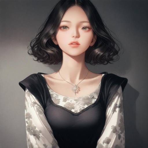 Realistic Portrait of Okumura Haru in Black Dress
