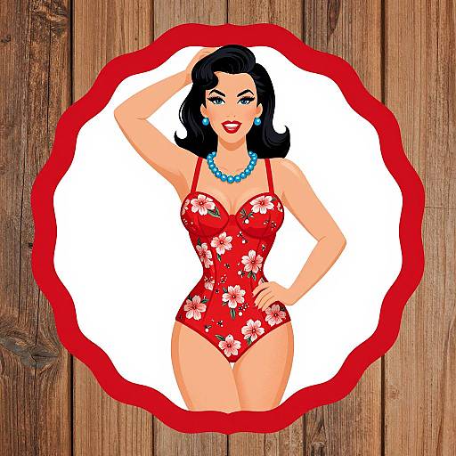 Retro Pin-Up in Red Lingerie