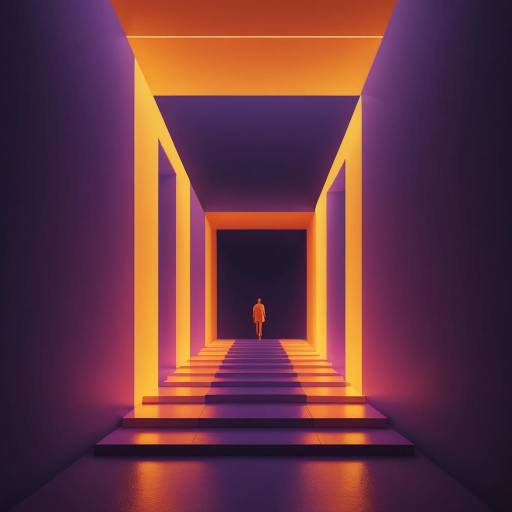 Surreal Geometric Staircase Into Light
