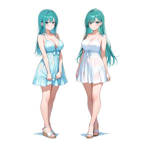 Charming Duo in Fashionable Beach Attire Charming Duo in Fashionable Beach Attire