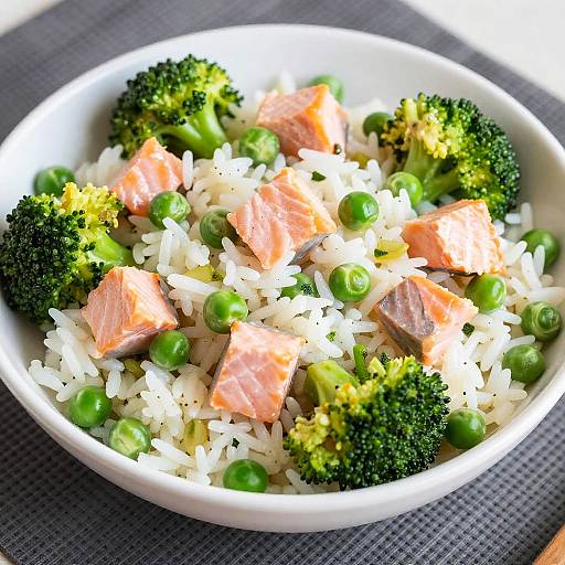Vibrant Salmon Rice Bowl Close-Up
