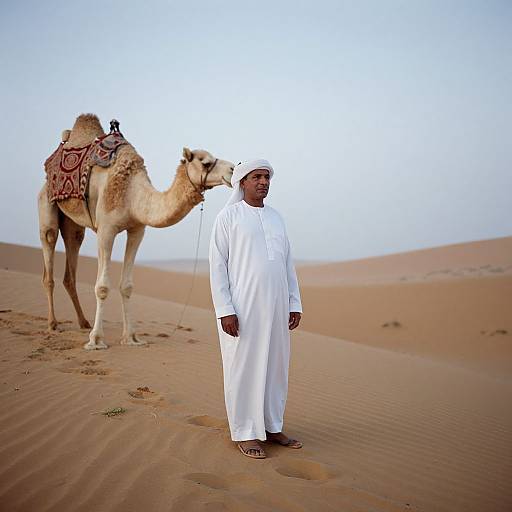 Bedouin Man and Camel Portrait