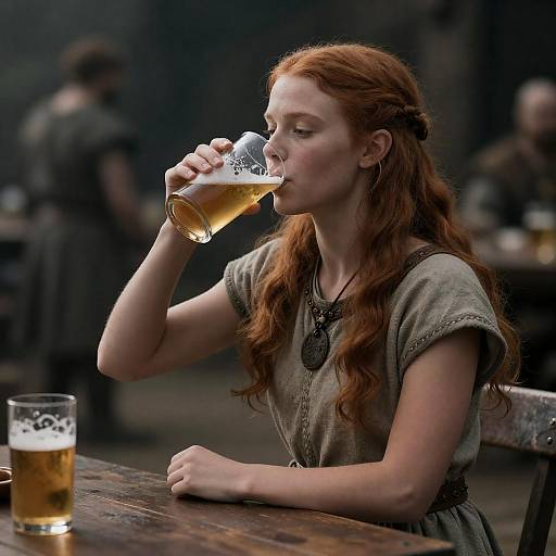 Viking Maiden Drinking Beer