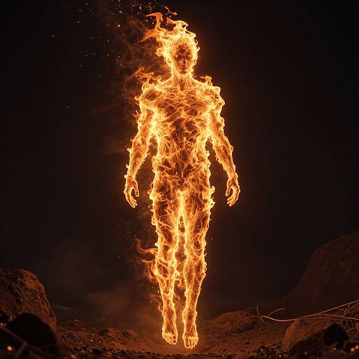 Fiery Suffering Man Hovering