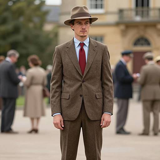 Photorealistic 1950s Man in Derby Attire