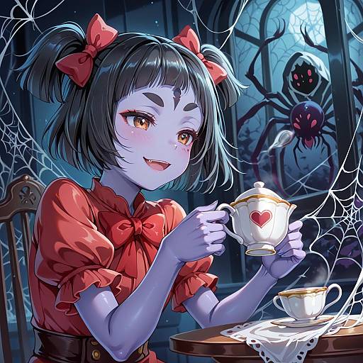 Illustration of Muffet, undertale in the style of Miazi