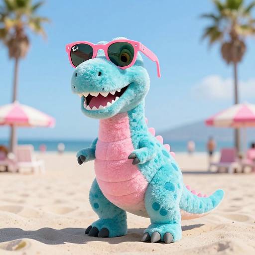 Happy T-Rex with Ray-Bans 50s Vibe