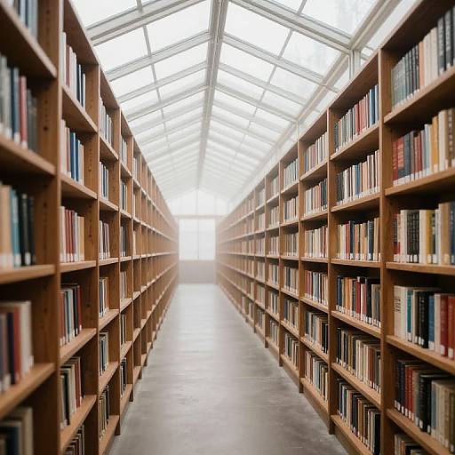 Ethereal Library Corridor with Bookshelves