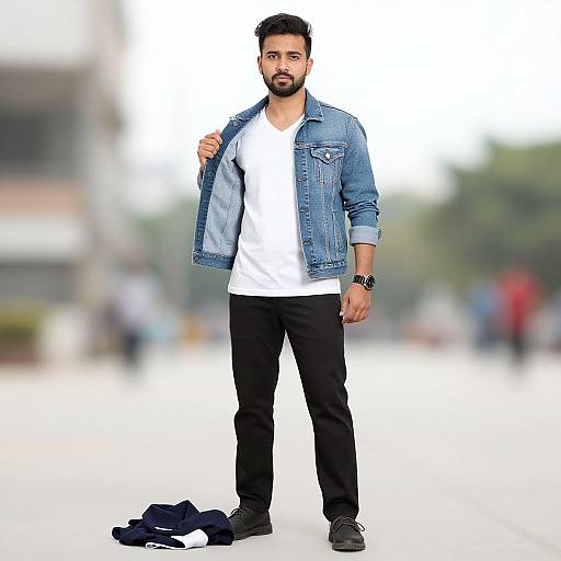 Stylish Male Outdoors in Denim Jacket