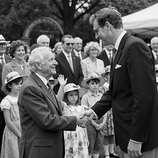 Joyful Public Event in Black and White