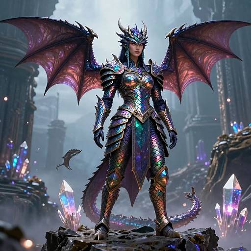 Female Gem Dragonborn on Cliff