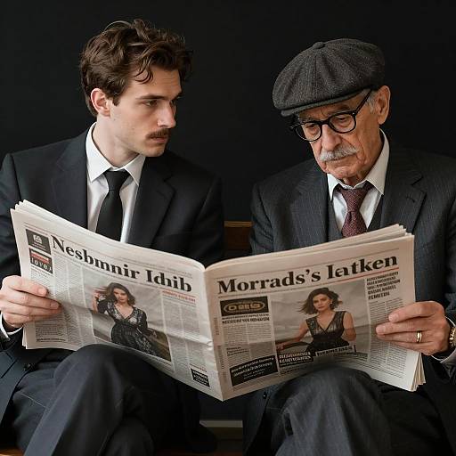 Two Men Reading Newspapers