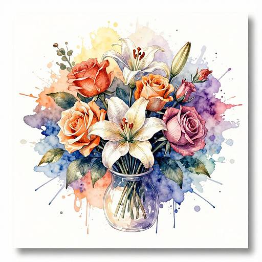 Vibrant Watercolor Floral Bouquet