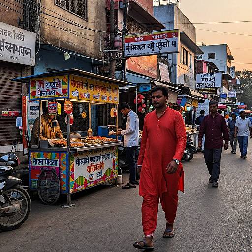 Delhi Street Scene at Sunset