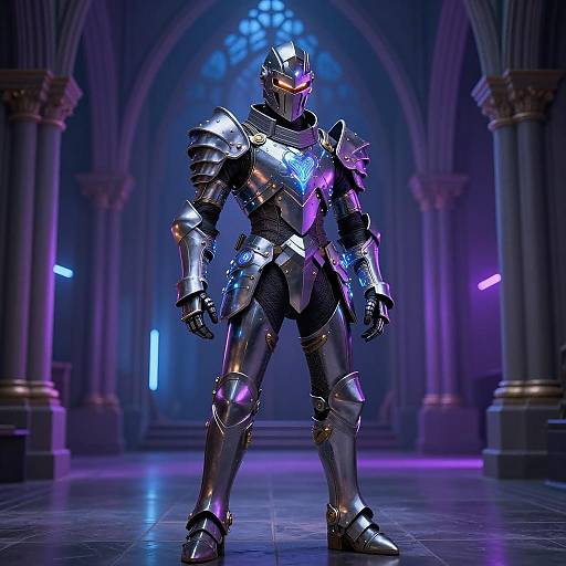 Futuristic Knight in Glowing Armor