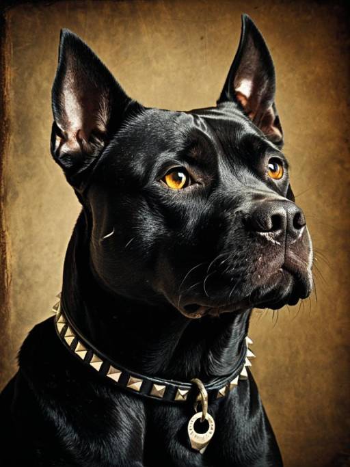 Black Pitbull with Amber Eyes