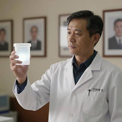 Portrait of Scientist with Glowing Container