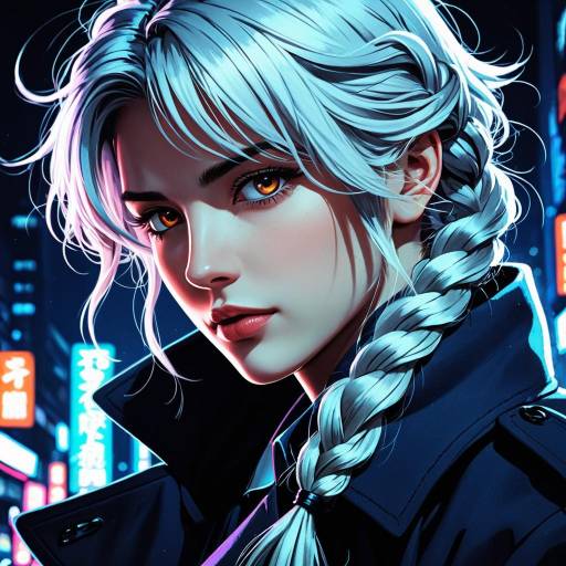 Anime Platinum-Haired Detective Portrait