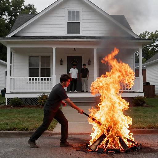 Arson Scene: Man Ignites House Fire