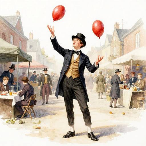 Young Victorian Street Magician Levitation