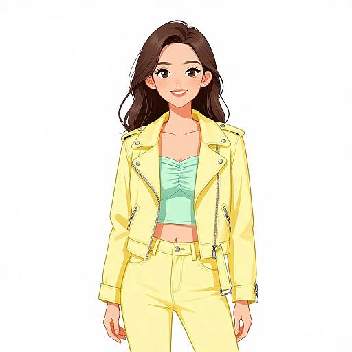 Smiling Woman in Pastel Yellow Outfit