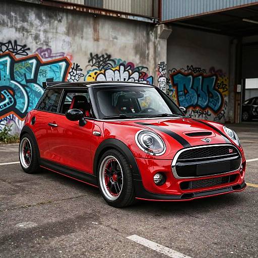 Red Mini Cooper Urban Racer