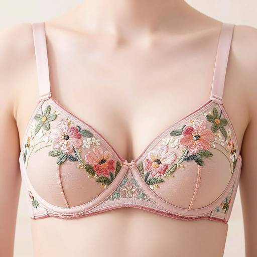 Intricate Embroidered Bra with Floral Patterns