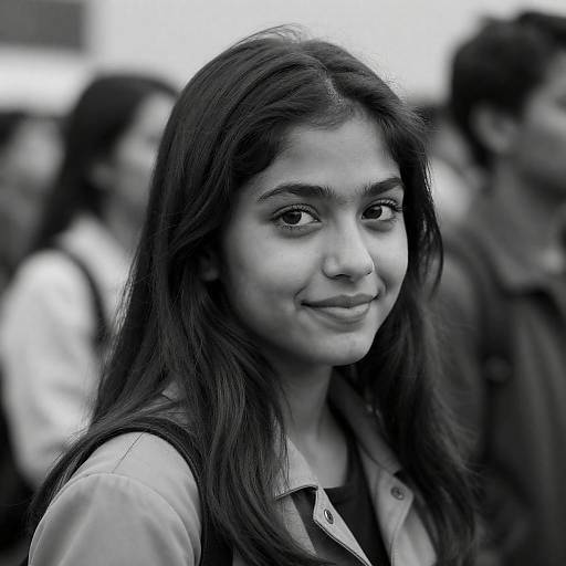 High-Contrast Black-and-White Young Woman Portrait