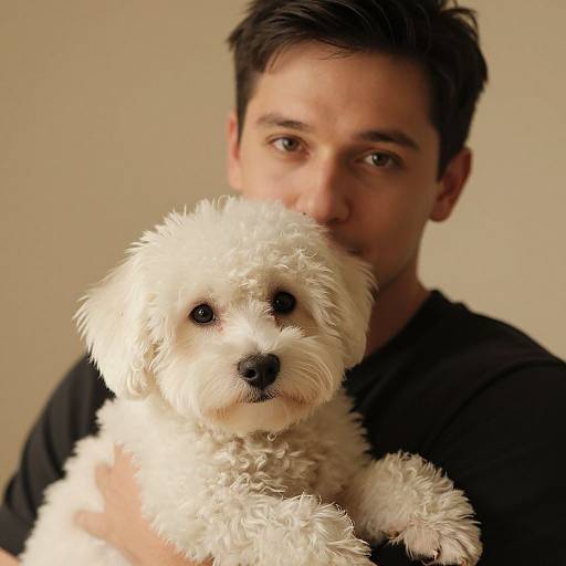 Gentleman with White Maltipoo Portrait