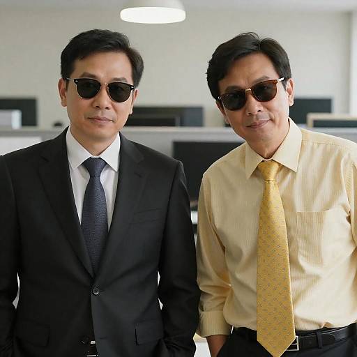 Contrasting Men in Office with Sunglasses
