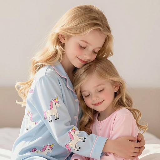 Warm Digital Illustration of Sisterly Love