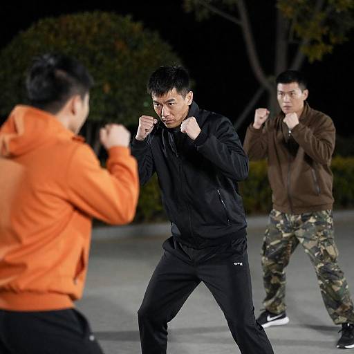 Nighttime Fight of Three Men