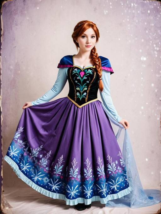 Woman in Frozen Anna Costume Cosplay