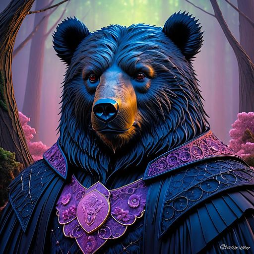Whimsical Loving Bear Portrait Art