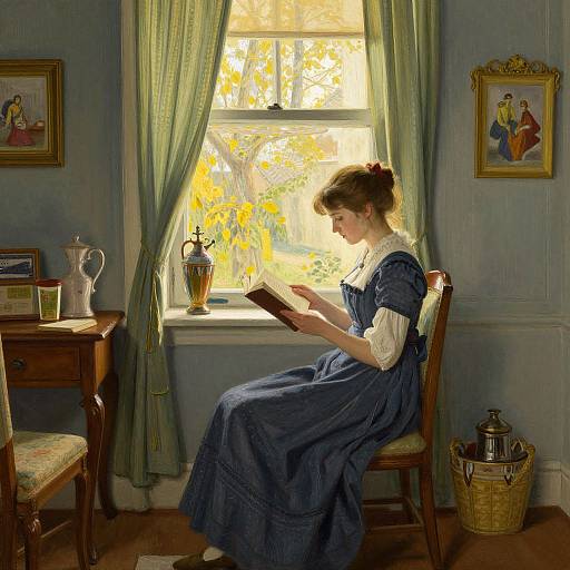 Vintage Interior with Woman Reading