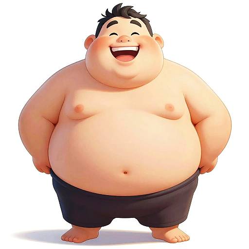 Joyful Caricature with Giant Belly